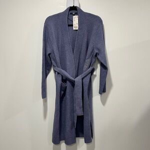NWT Uniqlo Women Soufflé Yarn Belted Long Knitted Coat in 72 Purple